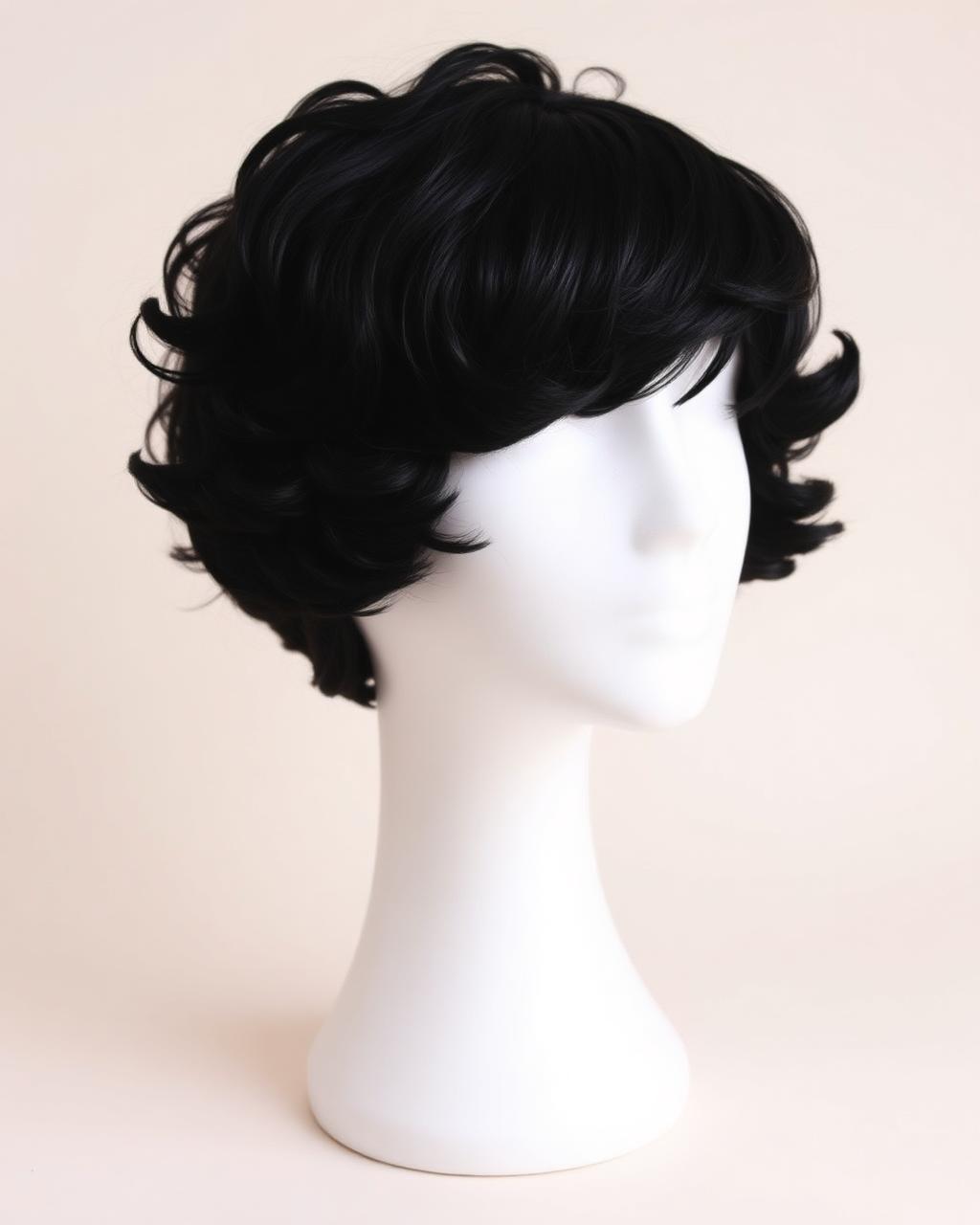 Perruque Curly Bob, Noir